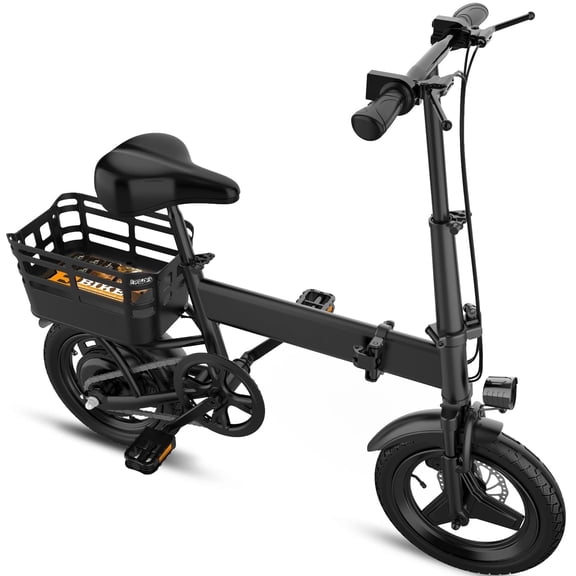14" Folding Electric Bike for Adults, 500W Peak Motor 432Wh Hidden Anti-Theft Battery, 20MPH 35 Miles, High-Strength Rear Basket, Commuting/Shopping Mini Ebike, UL2849