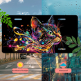 thumbnail image 5 of 1 Pcs 2D Flat License Plate Covers & Frames, Colorful Cat with Musical For Decorative Front, Waterproof For Decoration Aluminum License Plate Covers & Frames Cover For Men Women, 12" X 6", 5 of 7