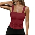 thumbnail image 1 of Blusa de poliéster para mujer, sin mangas, con cuello cuadrado y tirantes finos, de color liso, 1 of 9