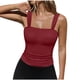 thumbnail image 1 of Blusa de poliéster para mujer, sin mangas, con cuello cuadrado y tirantes finos, de color liso, 1 of 9