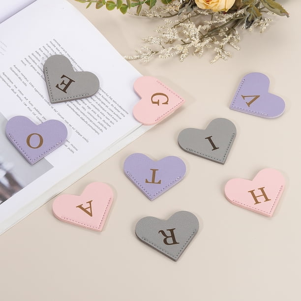 S♡ページ Initial S Corner Bookmarks, Heart Shape Leather Book Marks Page