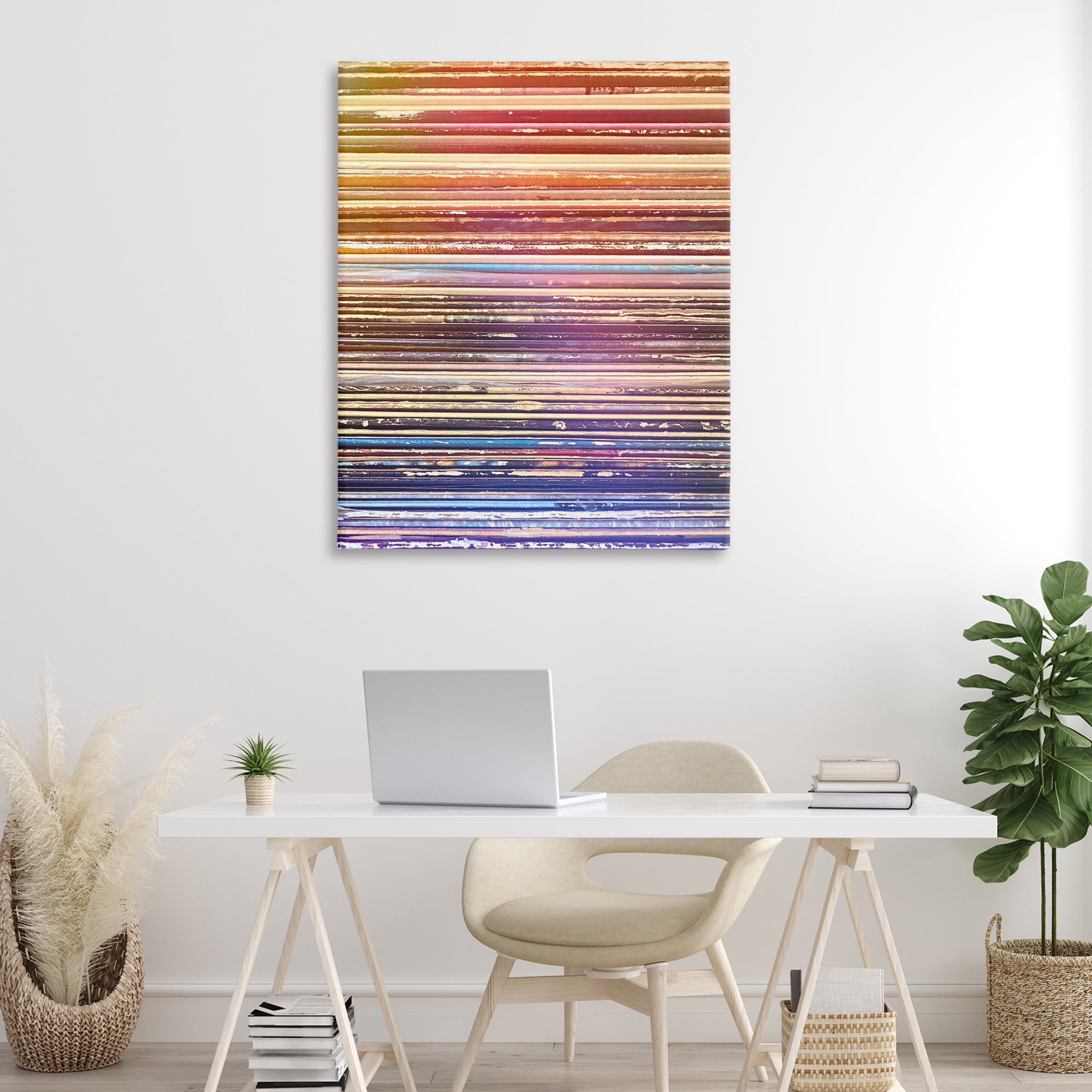 Stupell Industries Music Album Record Edges Abstract Painting Wrapped Canvas Art Print Wall Art, 36 x 48