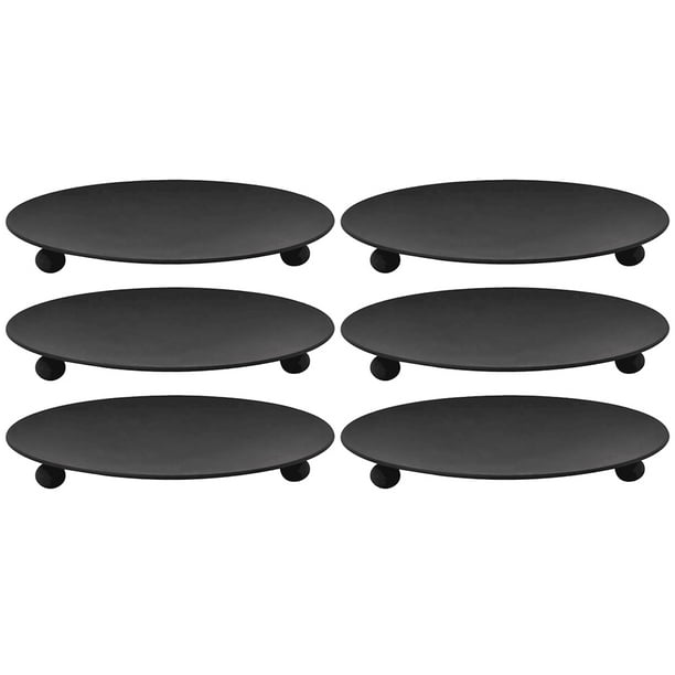 FELTECHELECTR 6 piezas de placa de hierro para velas, bandeja de hierro para velas, soporte para velas, candelabro de metal