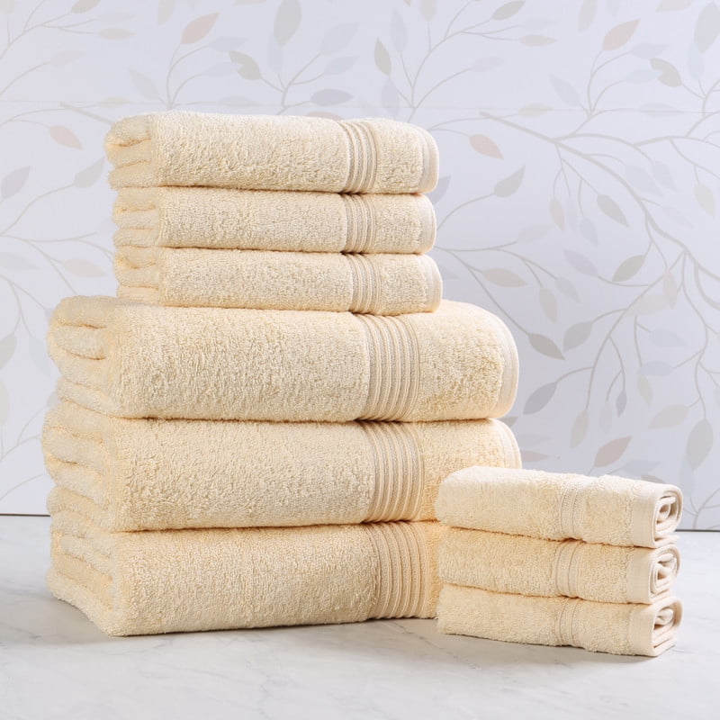 Superior Egyptian Cotton Absorbent 9-Piece Canary Towel Set