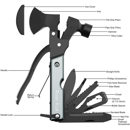 TYHREF-Multitool Camping Accessories Gifts for Men Dad 18 in 1 Survival Compact Hatchet Multi Tools with Knife Axe Hammer Saw Screwdrivers Pliers Bottle Opener for Hunting Hiking Fishing