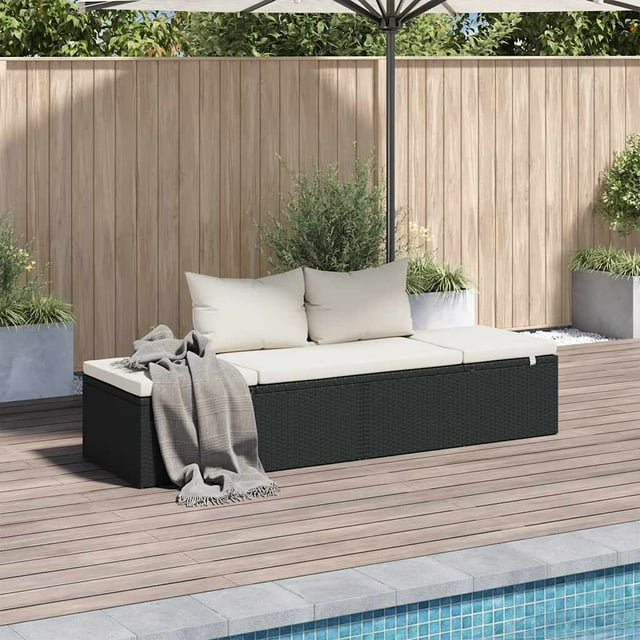 vidaXL Lit de Patio, Lit-Lounge Extérieur, Côtés Ajustables, Résistant aux Intempéries, Cadre en Rotin Poly