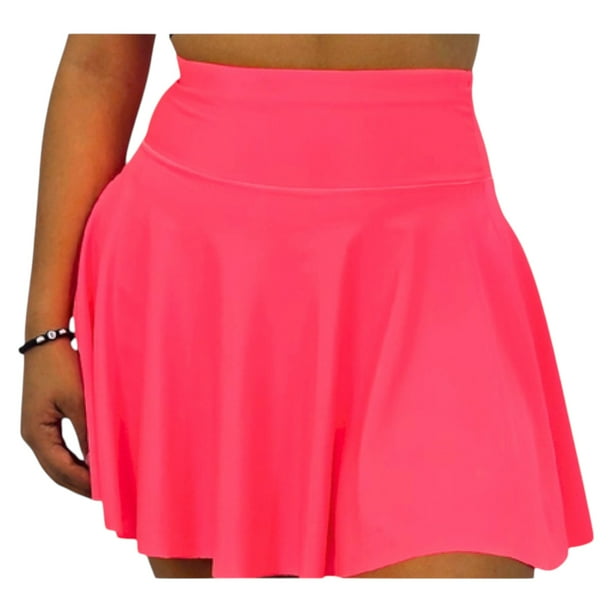 FALDA SHORT DEPORTIVA MUJER PARA TENIS, YOGA, FIT, GOLF, GYM, GIMNASIA, ATLETISMO, SENDERISMO, ACTIVIDADES AL AIRE LIBRE CON BOLSO INTEGRADO 2 EN 1 COLOR ROSA NEON