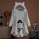 thumbnail image 1 of Sudaderas con capucha de forro polar para mujer, ropa de casa informal, sudaderas sueltas con estampado de gato Kawaii, jerséis largos y esponjosos, camisas con capucha de botón, Invierno, 1 of 5