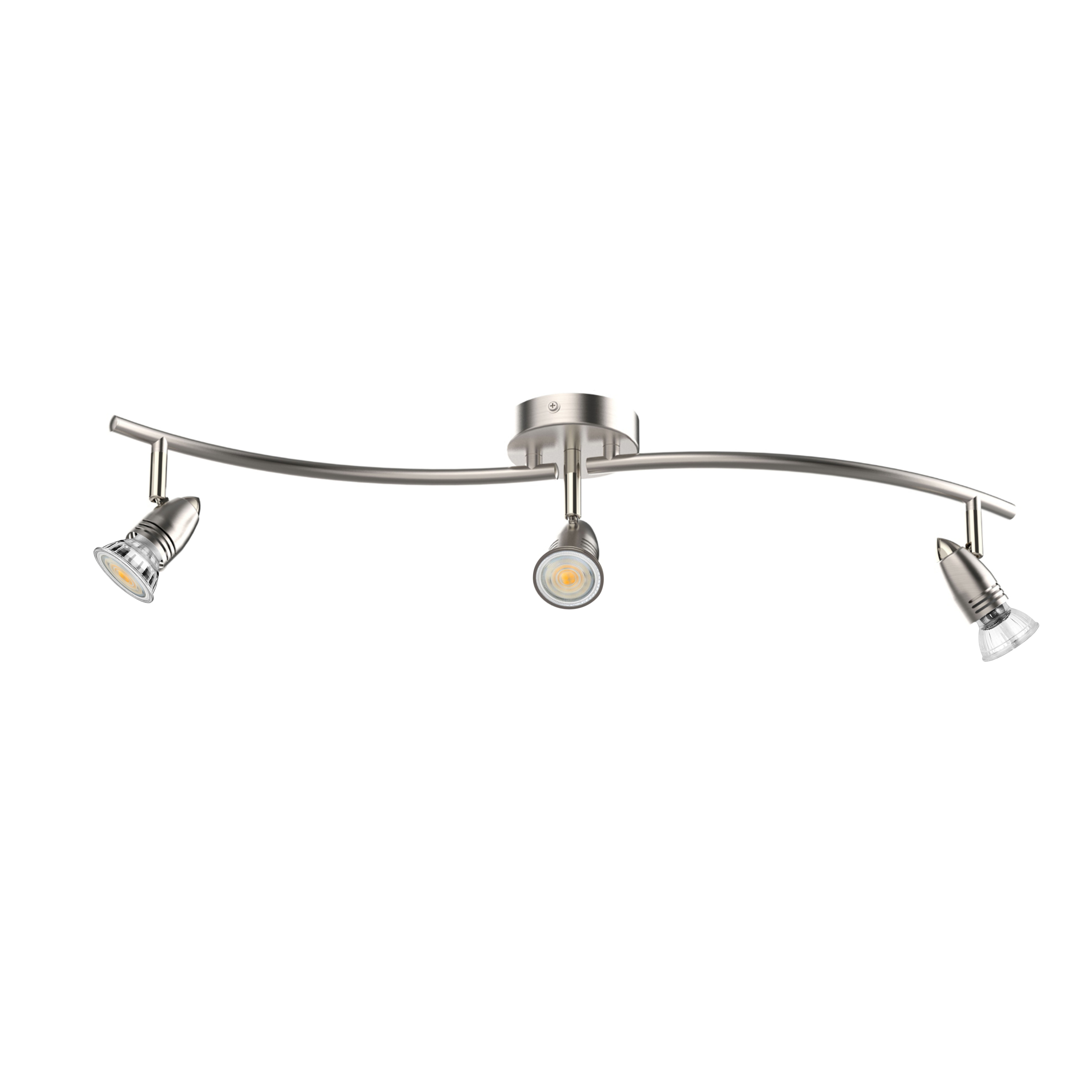 Laite Lumens track Lighting, Modern 3-Light Decorative Brushed Steel Flush Mount Ceiling Light Fixture , GU10 Pivot Heads, Adjustable Directional Ceiling Spotlight Kit for Kithchen, 28 Inch