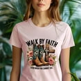 thumbnail image 5 of Christian Cowboy Boots Graphic T-Shirt Walk by Faith 2 Corinthians 5:7, Azalea, Size 3XL, 5 of 6