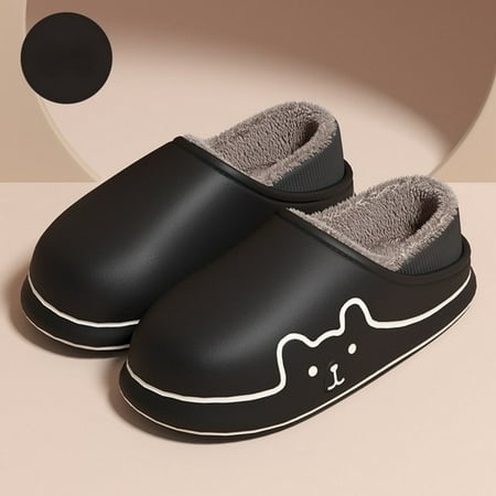 

PIKADINGNIS Casual Outdoor Winter Slippers For Men Women Cartoon Bear Plush Eva Waterproof Platform Shoes Home Slippers Couples Footwear
