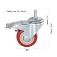 thumbnail image 2 of Unique Bargains 3 Inch Swivel Threaded Stem Casters 3/8'-16UNC Thread PU Caster Wheel with Brake 88lbs Load, Red 4pcs, 2 of 5