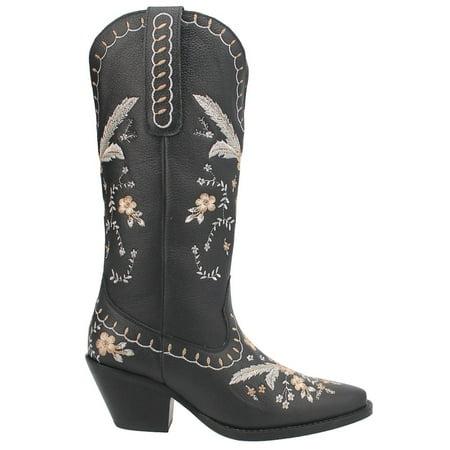 

Dingo Womens Full Bloom Floral Round Toe Boots Knee High Mid Heel 2-3