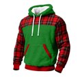 thumbnail image 2 of Men's Plaid Colorblock Long Sleeve Hooded Sweatshirt for Sports Tracksuit with Drawstring Hood, Stylish and Adjustable, Perfect for Casual and Athletic Wear,Green,2XL, 2 of 4