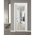 thumbnail image 6 of Solid French Pre-Hung Door Clear Glass 12 lites | Felicia 3355 White Silk | Single Regular Panel Frame Trims Handle | Bathroom Bedroom Sturdy Doors -42" x 96", 6 of 7