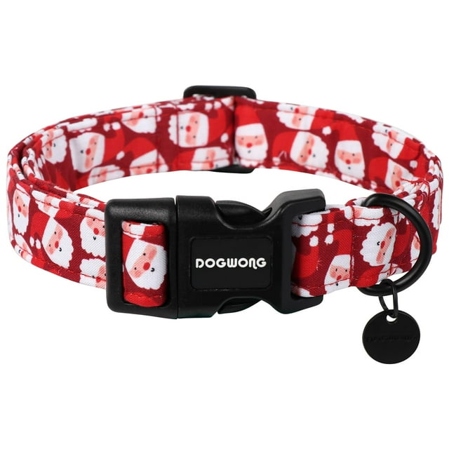 Collar para perro DOGWONG XL de algodón, Navidad, rojo, Papá Noel