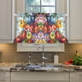 thumbnail image 2 of Yayeee Kitchen Curtains Tier Pair Light Filtering 27"x24" Rod Pocket Short Cafe Window Panel, Blue Floral Tomatoes, 2 of 7