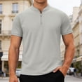 thumbnail image 2 of RMGVDSD Mens Henley Shirt Short Sleeve Polo Golf Shirts Stand Collar Casual Breathable Comfortable Summer Tops Textured Business Wear Classic Golf T Shirt, 2 of 4