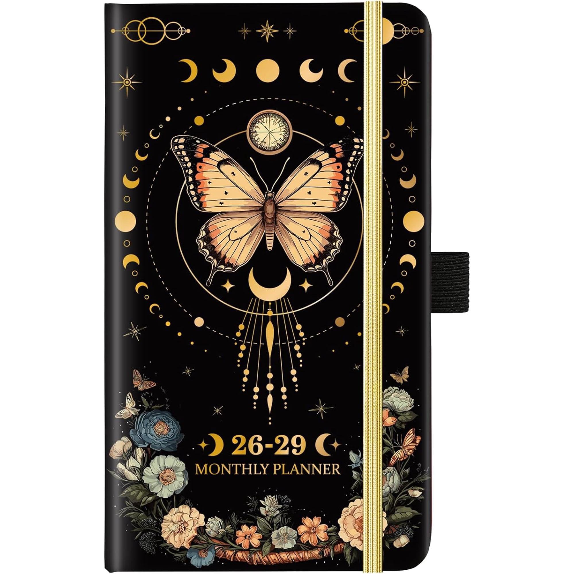 Pocket Planner, 3-Year Monthly Calendar, July 2026-June 2029, 36 Months, 6.3 x 3.8 In, Inner Pocket, 61 Notes Pages, Butterfly