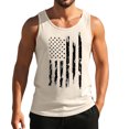 thumbnail image 2 of Men's USA Flag Muscle Tank Top with Distressed Print and Sleeveless Design Featuring Rugged Vintage Style for 4th of July Celebrations Memorial Day Beige L, 2 of 4