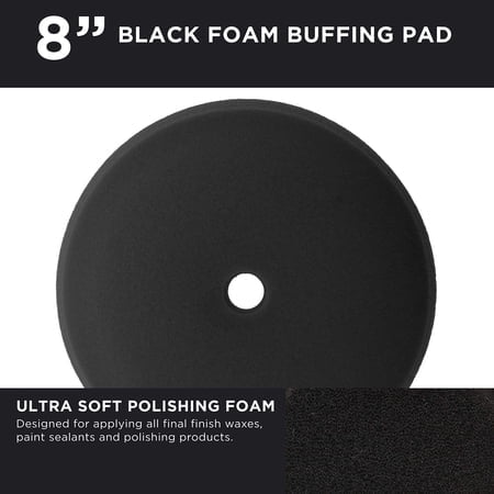 TCP Global 8" Black Extra Fine Foam Finishing Grip Pad Final Buff Polish Wax - Hook & Loop