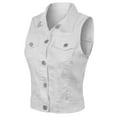 thumbnail image 4 of Made by Olivia Women's Junior Fit Sleeveless Button up Jean Denim Jacket Vest, 4 of 7
