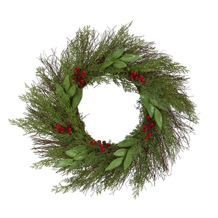 Nearly Natural Plastic Floral Spruce Wreath, 20" (Assorted Colors)