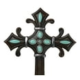 thumbnail image 4 of Rustic Southwestern Fleur De Lis French Lily Turquoise Gems Christian Wall Cross, 4 of 9