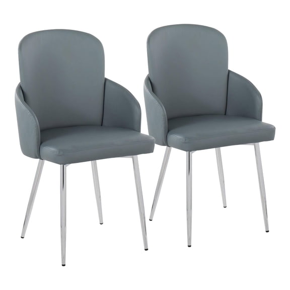 Lumisource Dahlia Set Of 2 Dining Chair With Grey Pu Finish CH-DAHLIA2 SVGY2