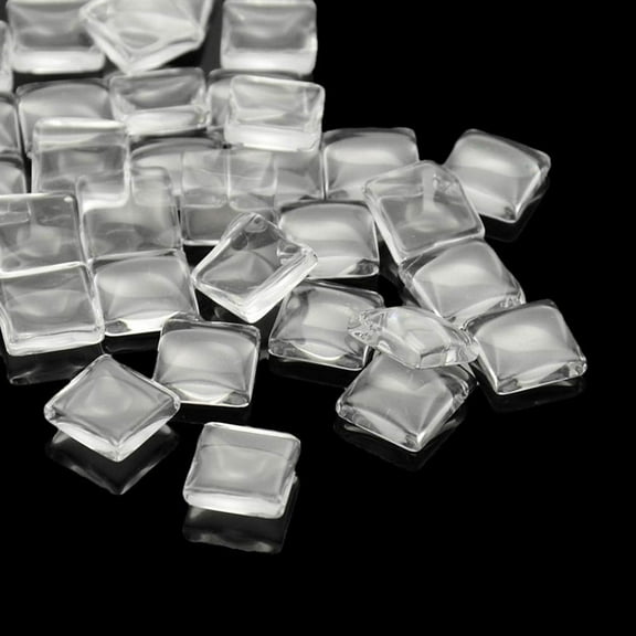 200pcs Transparent Glass Square Cabochons Clear 8x8x3mm