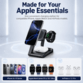 thumbnail image 4 of NIUTA® Wireless Charging Station for Apple Devices, 3 in 1 Foldable Magnetic Wireless Charger Stand for iPhone 16/15/14/13/12, Apple Watch and AirPods, Up to 15W with 20W USB-C Adapter, 4 of 7