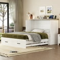 thumbnail image 5 of Queen Size Murphy Bed with Built-In Charging Station & Storage Drawers, Farmhouse Foldable Cabinet Bed for Home Office & Guest Rooms, Space-Saving White Design, 5 of 9