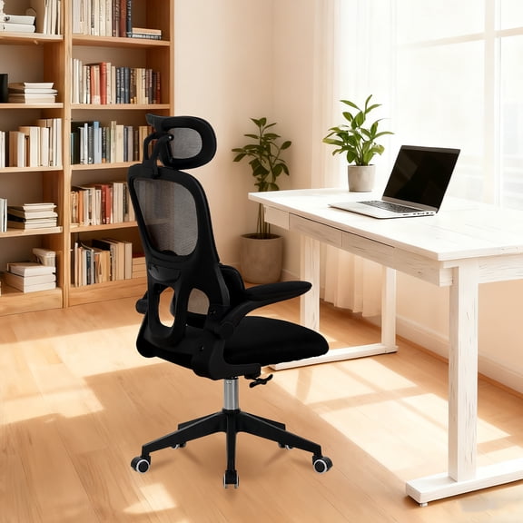 High Back Ergonomic Office Chair, Big and Tall Mesh Desk Chair with Wheels, Tilt Function, 3D Headrest, Lumbar Support, Swivel Rolling Computer Chair for Task, Home Office, Black