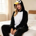 thumbnail image 4 of LEKWK Adult Onesie Pajamas Plush Fleece Animal Halloween Costume Sleepwear Long Sleeve Winter Warm Cozy Loungewear One Piece Nightwear Black M, 4 of 6