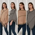 thumbnail image 3 of Municipal Fringed Poncho Sweater Soft Knit Cape Sweater Pullover Shawl Poncho for Women Girls, 3 of 3