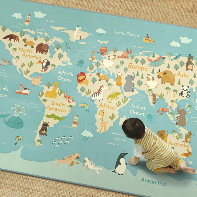 Alfombra de sala de juegos para niños Hazo Haus, lavable, 150 x 210 cm, color azul
