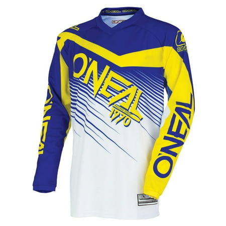 O'Neal unisex-adult Element Race wear Jersey (Blue/Yellow, Small), 1 Pack, Breathable, Moisture-Wicking material By ONeal from (Best Breathable Motorcycle Jacket)