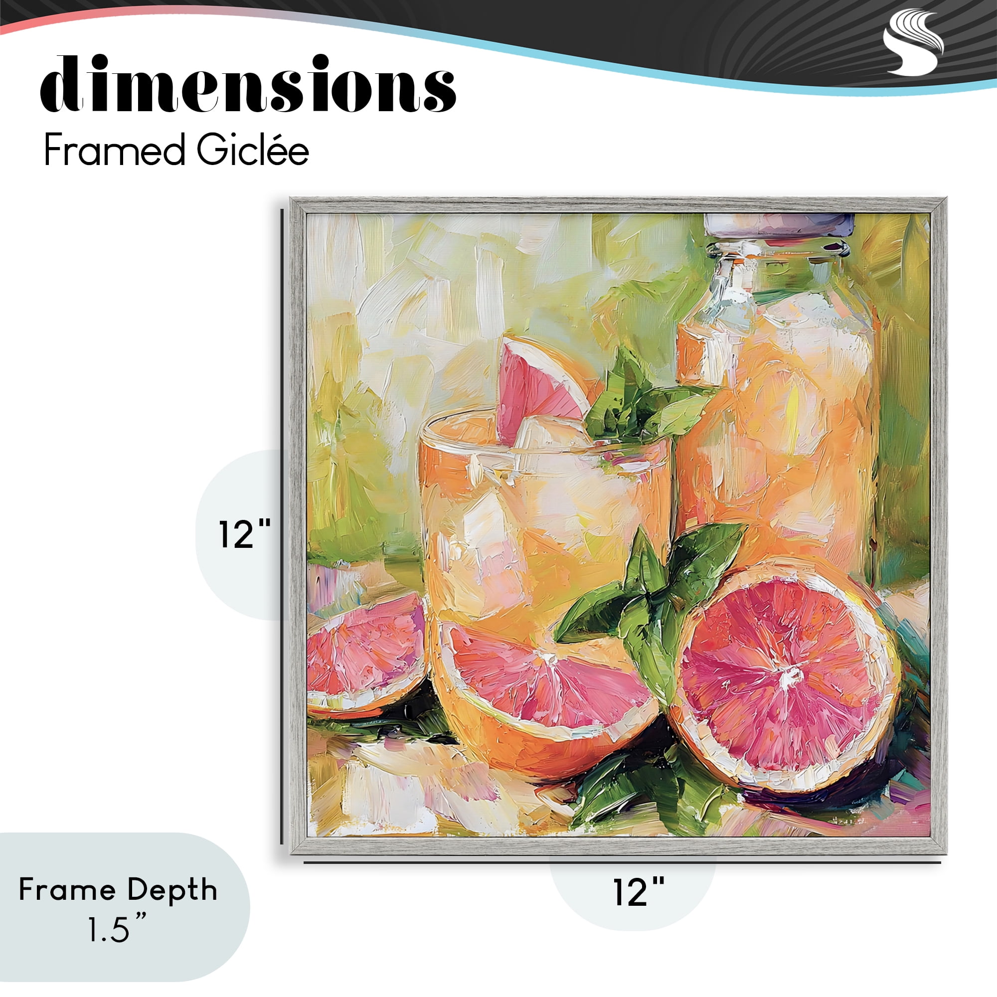 Stupell Industries Grapefruit Summer Refreshment Gray Framed Giclee Art, design by Riley B