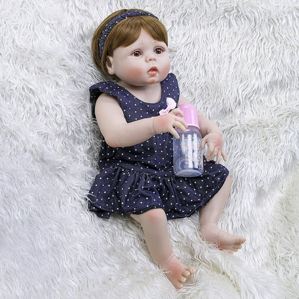 Jouet de bain mobile de membre de poupée en silicone souple de 56 cm pour bébé  fille en bas âge Couleur: Yeux marron Hauteur: 56 cm 