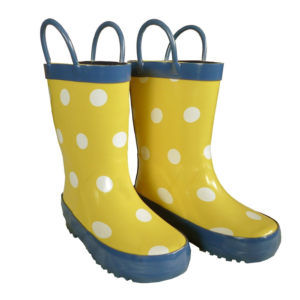 Yellow Polka Dots Toddler Boys Girls Rain Boots 5-10 ...