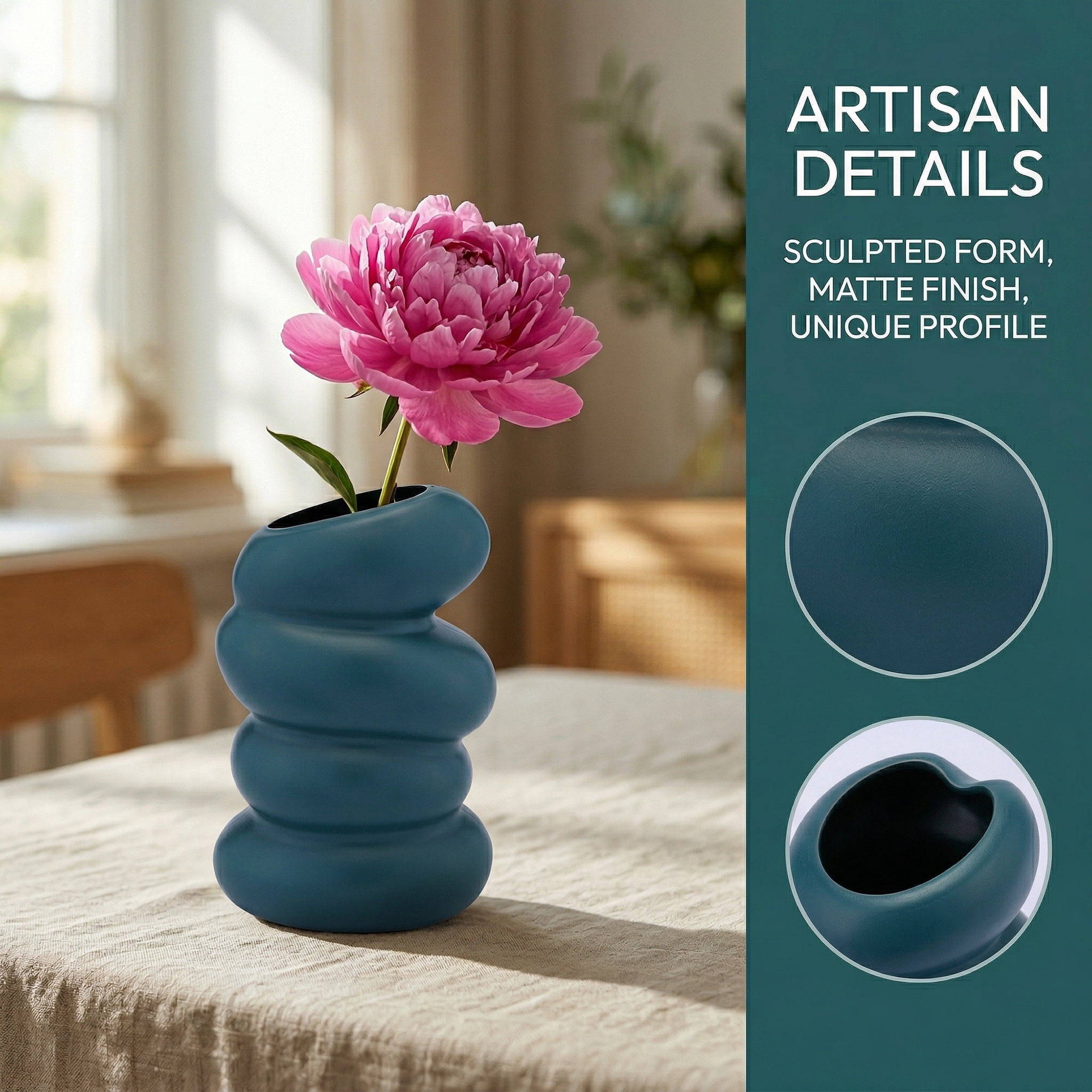 Unique Bargains Acrylic Flower Bud Vase for Bouquets Dark Green 3.5"L x 3.5"W x 5.9"H
