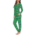 thumbnail image 3 of Renewold Winter Pajama for Women Long Sleeve Christmas Pajamas Family 2pcs Colorful Lights Nightwear Sleep Set Tops Size 2XL Comfy Long Sleeve Tee PJs Shirts,Green, 3 of 5