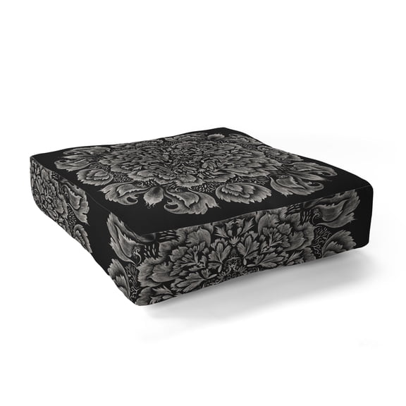 Society6 Pimlada Phuapradit Lace Doily Drawing Black Square Floor Pillow