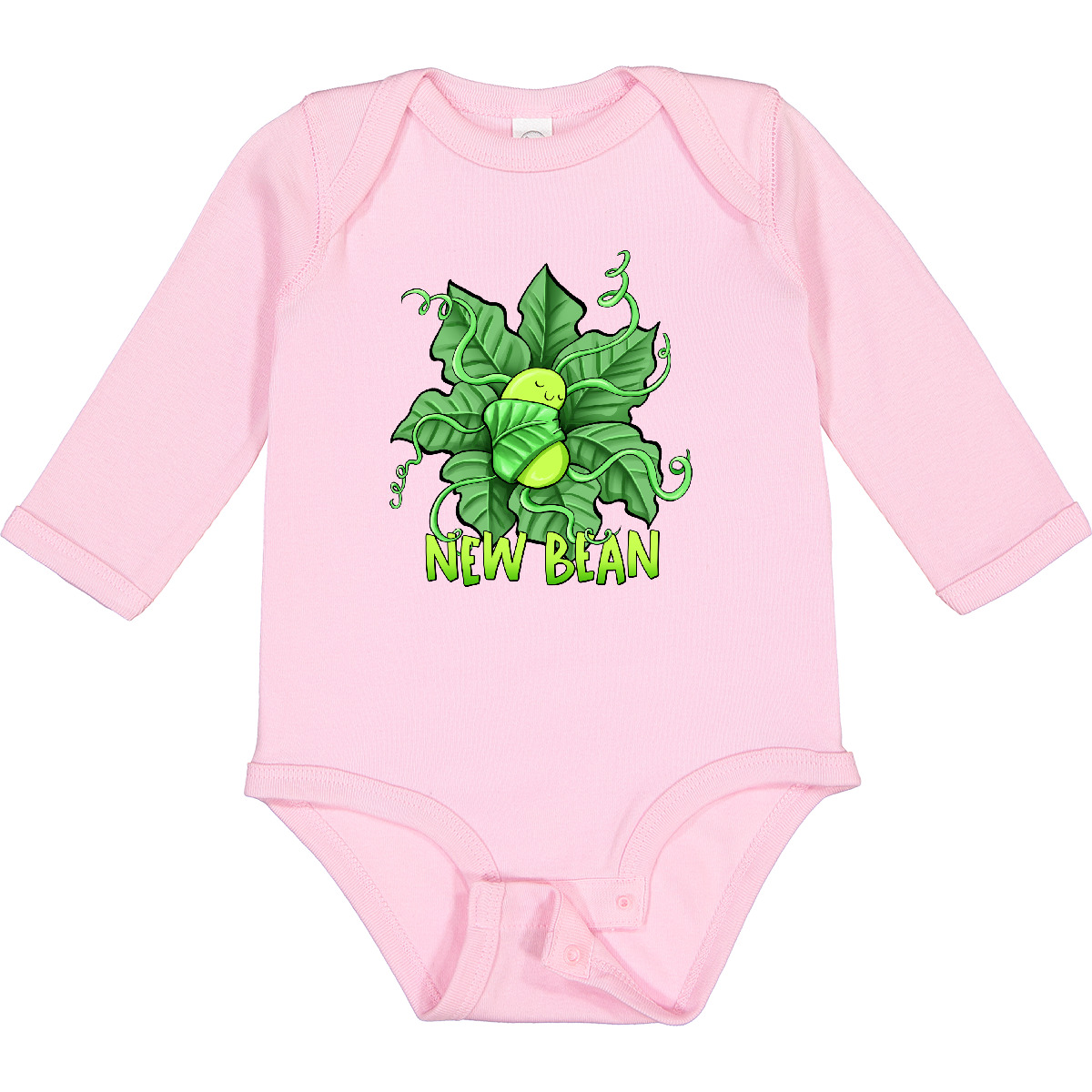 Inktastic New Bean Cute Sleeping Bean in Leaves and Vines Boys or Girls Long Sleeve Baby Bodysuit