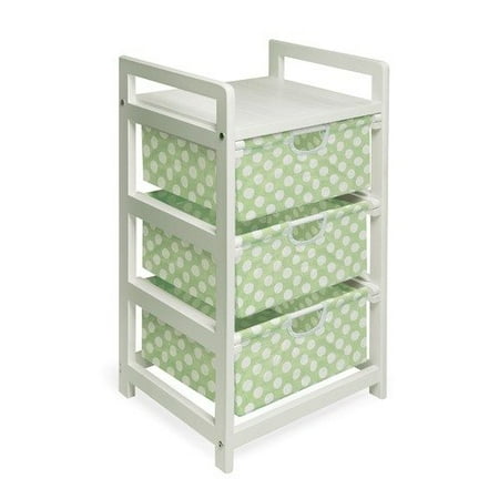 Badger Basket Three Drawer Hamper / Storage Unit in White with Sage Polka Dots