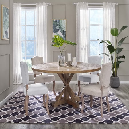 Modway Stitch 71" Round Modern Pine Wood Dining Table in Brown