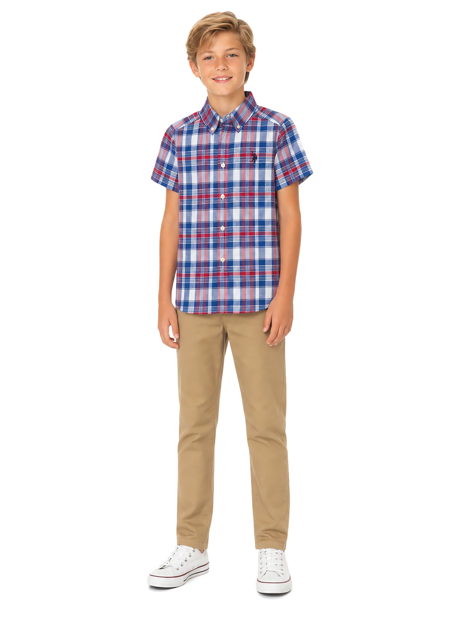 U.S. Polo Assn. Short Sleeve Button-Up Shirt for Boys, Size 4-18