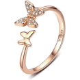 thumbnail image 1 of Anillos abiertos de mariposa de plata para mujeres y niñas, piedra natal ajustable, declaración de animales delicados, promesa de compromiso, anillo de boda, eternidad, joyería delicada, regalos de fiesta de Navidad brillar Electrónica, 1 of 5
