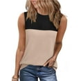 thumbnail image 2 of DeHolifer Women's Tank Tops Color Block Crewneck Sleeveless Summer Trendy Blouse Knit Tank Tops Black L, 2 of 5