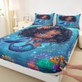 thumbnail image 3 of Manfei Cute Mermaid Princess Queen Sheet Sets,Colorful Ocean Coral Flat Sheet,Magic Sea Animal Queen Fitted Sheet For Girl Kids,Ultra Soft Home Decor,4pcs, 3 of 7